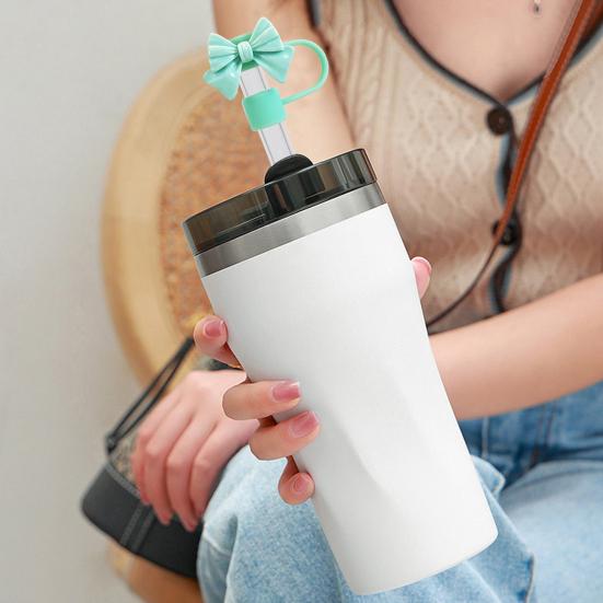 Silicone Bow-Tie Straw Cap for Stanley Tumblers Reusable Straw Tips Lid Protectors Dust-Free Cup Accessories for 10mm Diameter Straws