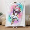 1pc My Melody and Kuromi Dripping Blanket, Soft Throw for Room Decor, Perfect Gift for Family and Friend, Living Room, Travel, Camping, Car Blankets,