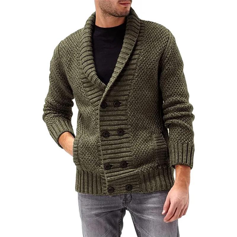 Men's Long Sleeve Solid Color Knitwear - Autumn/Winter Fashion, Comfortable Lapel Design.