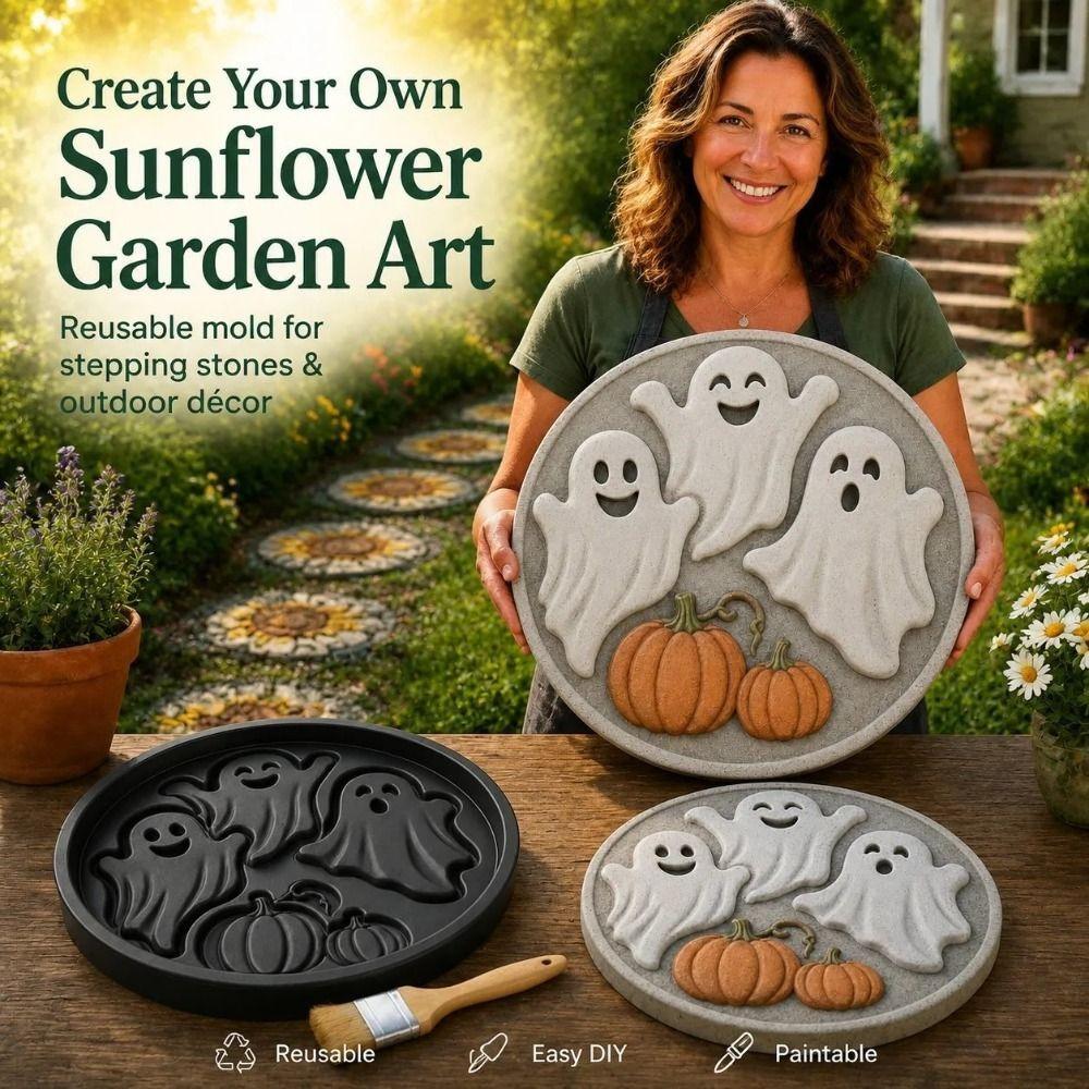 Reusable Pumpkin Stepping Stone Mold Concrete Casting Path Paver Mold DIY Cement Mold Halloween