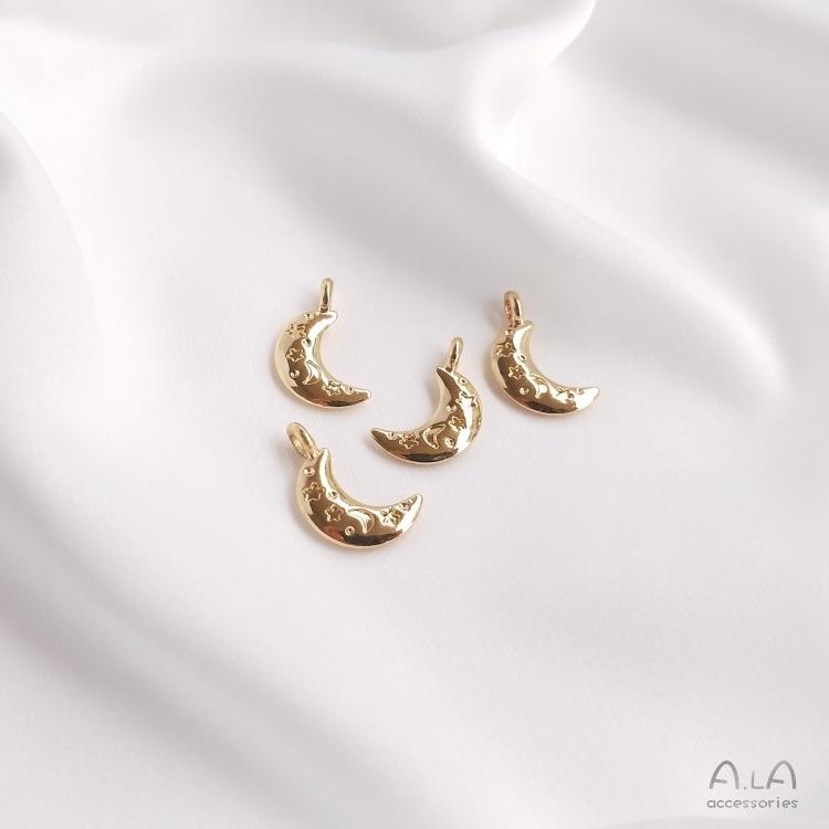 14K Gold Filled Moon and Star Pendant Charms for DIY Jewelry and Accessory Making