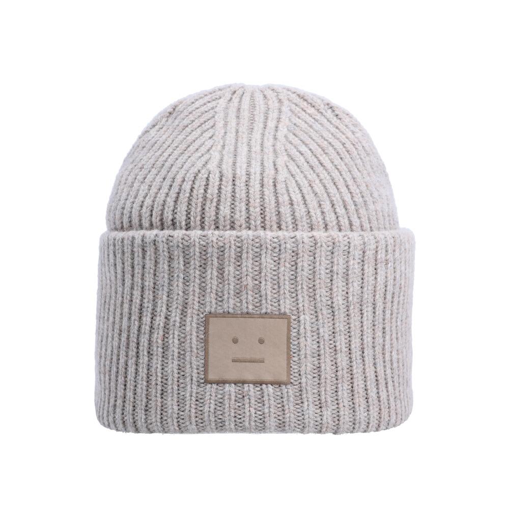 Шапка Acne Studios с нашивкой-логотипом Face C40448 Грежевый меланж Drn C40448 GREIGE MELANGE