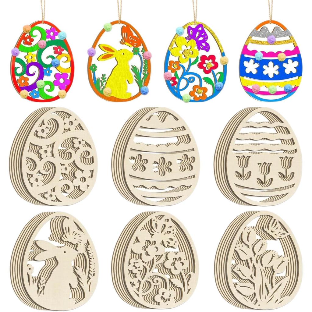DIY Wooden Easter Egg Pendant Party Decorations
