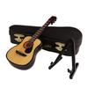 AEE2-Wooden Miniature Guitar With Stand And Case Mini Musical Instrument Miniature Doll House Model Home Decoration