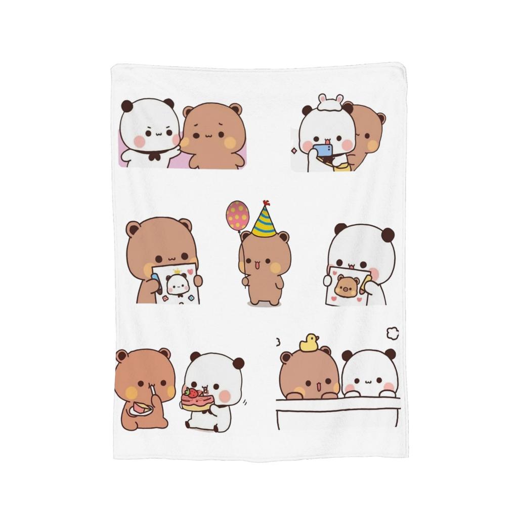 Bubu and Dudu Blanket Velvet Panda And Brownie Bear Couple Warm Throw Blanket for Bedding Couch Bed Rug