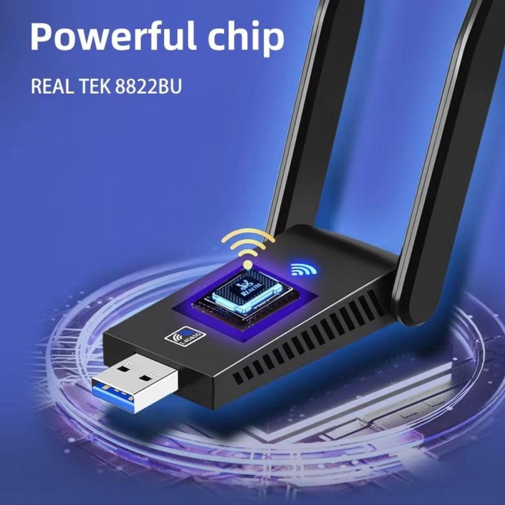 2 Antenna Design 1300Mbps WiFi Dongle Dual Band Wireless Network Card WiFi USB Adapter  Office Use