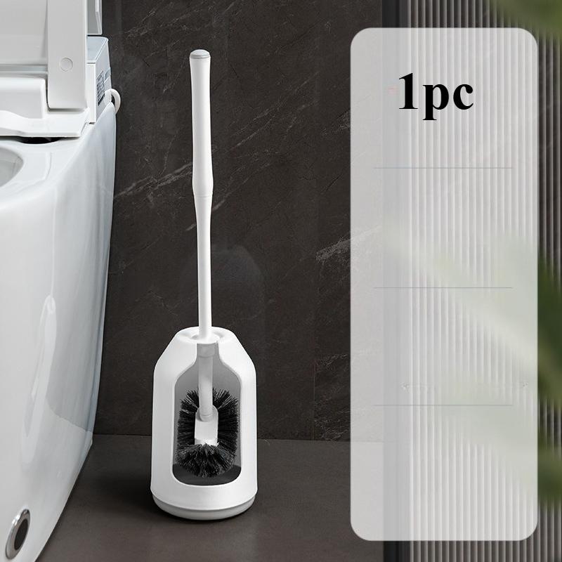 1pc Toilet Brush Set with Holder Ergonomic Long Handle Deep Cleaning Toilet Brush Quick Assembly Ventilated Base Bathroom Tool