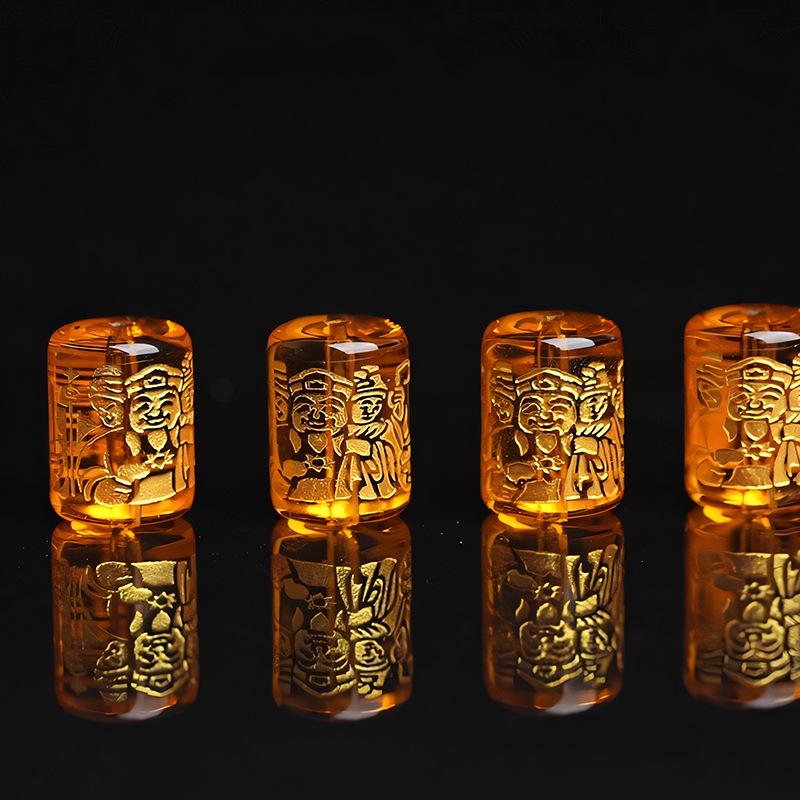 Yellow Crystal God of Wealth Glass Beads for DIY Jewelry and Beading