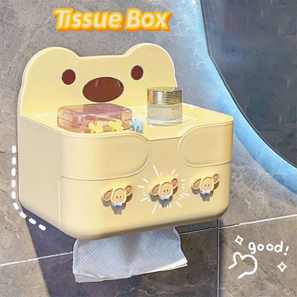 Wall Mounted Tissue Box Self-adhesive Toilet Roll Paper Holder Durable Paper Towel Holder Bathroom