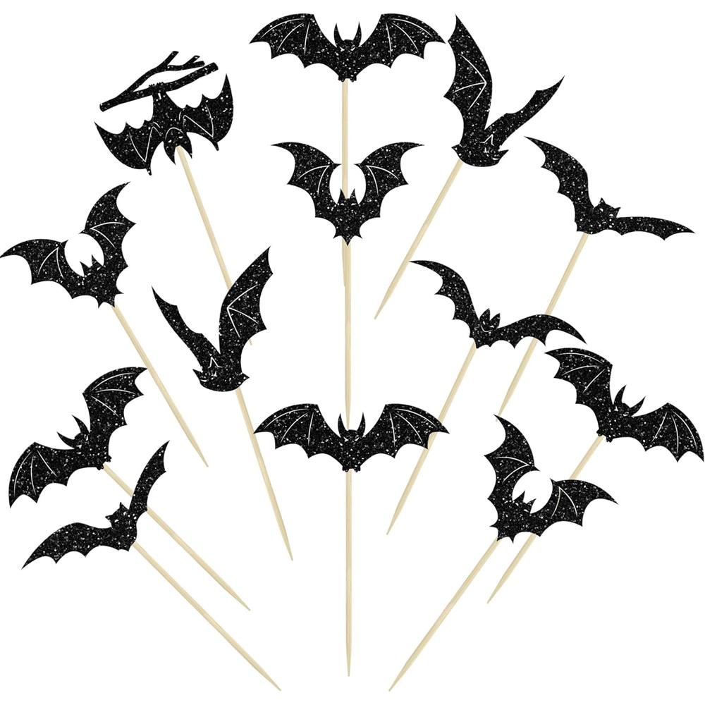 24pcs Halloween Cake Decoration Bat Birthday Cake Topper Halloween Birthday Party Cake Decoration Supplies Halloween Decoration