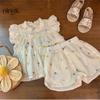 Dívčí letní květinový dvoudílný set Roztomilý dětský outfit s krátkým rukávem Dětská móda Ležérní oblečení pro batolata a malé holčičky