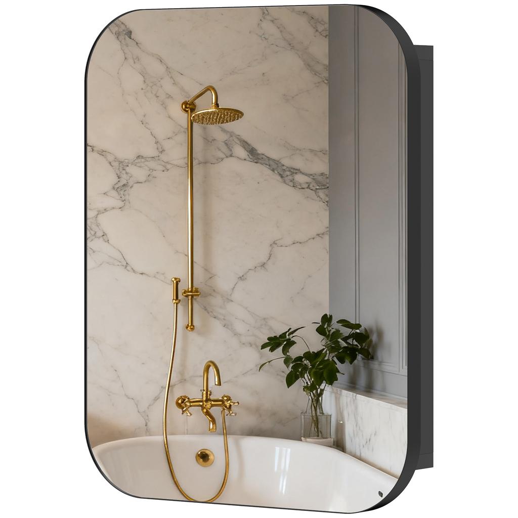 Bathroom Mirror Cabinet Bathroom Cabinet With Mirror Adjustable Shelf 40 2 X 10 2 X 50 9 Cm Black