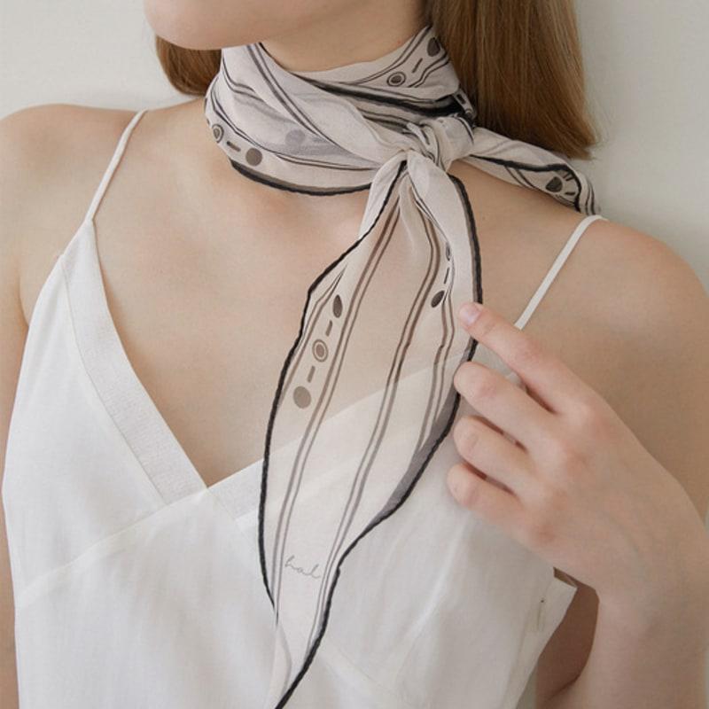 halden big ray shape new pattern chiffon scarf (SC005_ivoryblack)