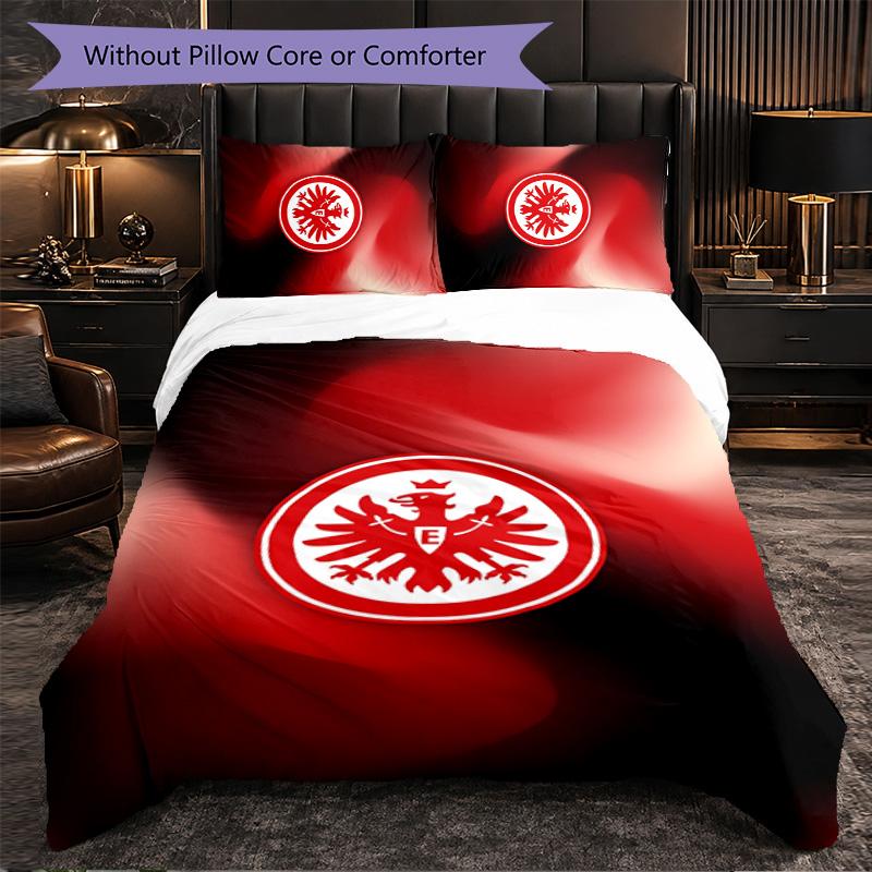 Eintracht Frankfurt Calcio Set Biancheria da Letto 3 Pezzi Morbido Copripiumino con Federe Set Decorazione Camera da Letto per la Casa