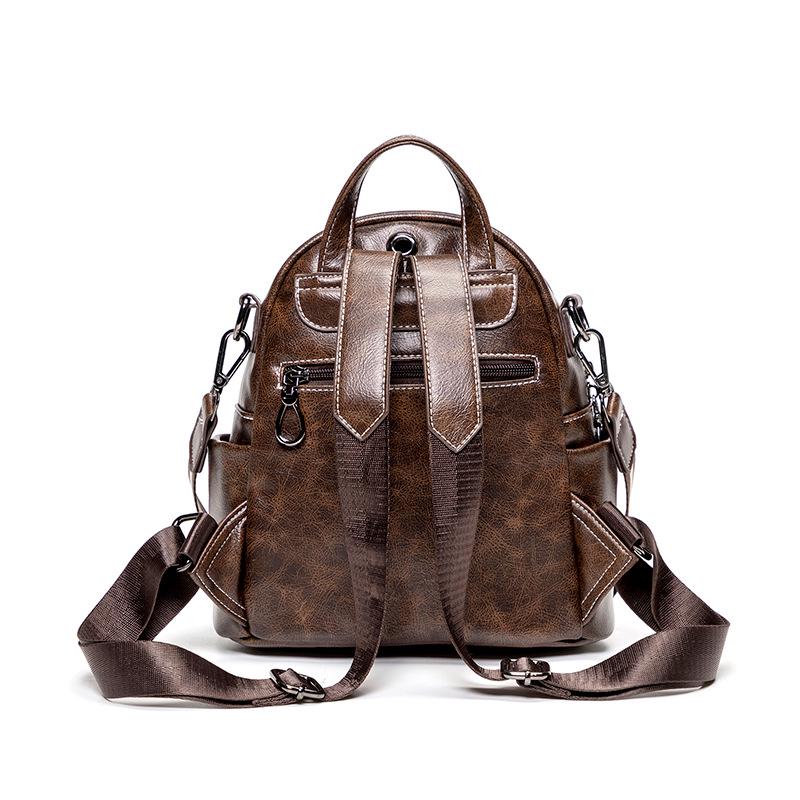 Women's Vintage Oil Wax Leather Anti-Theft Backpack - Multi-Purpose, Casual Travel & Commute Bag (Spring 2025)