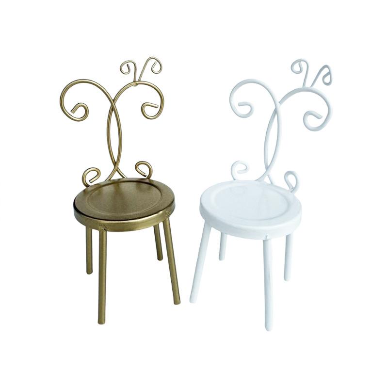 1Pcs 1:12 Dollhouse Miniature Accessories Simulation Iron Back Chair Furniture Home Model Decor Toy Doll House Accessories