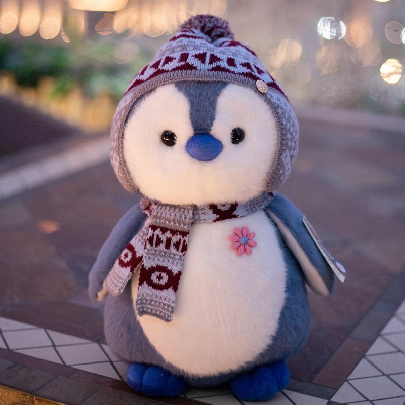 Japanese little penguin doll cute christmas scarf hat soothing doll plush toy girls children