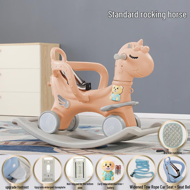 Children’s Wooden 2-in-1 Rocking Horse & Stroller - Ideal Birthday Gift for One-Year-Olds