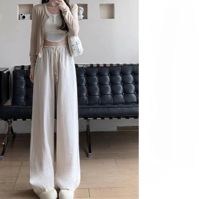 

Зеленые полосатые брюки для женщин, летний новый стиль, драпированные прямые брюки, узкие и небольшие солнцезащитные повседневные крутые широкие брюки XL