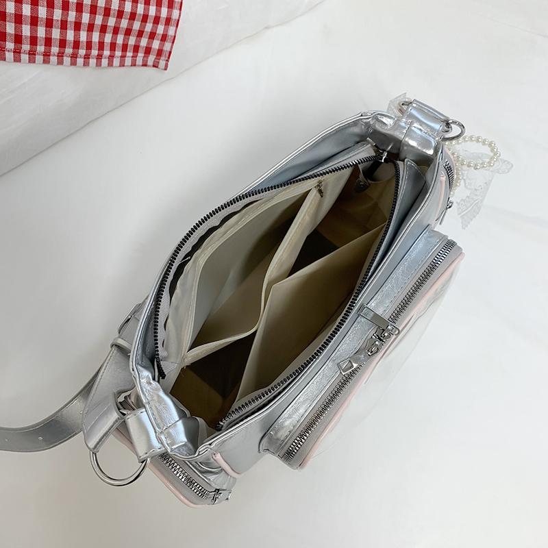 Fashion Transparent Ita Bag Large Capacity Shoulder Bags Cute Preppy Style Bag With Pendant Multi-layer Shopping Travel Bags