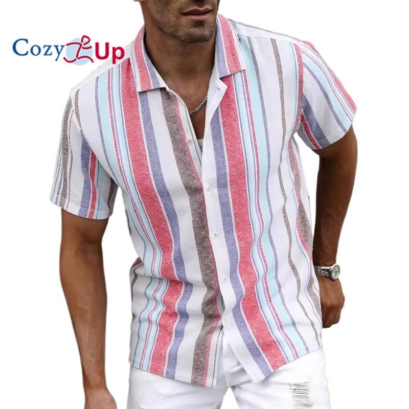 Casual Men s Rose Red Textured Short-sleeved Shirt S