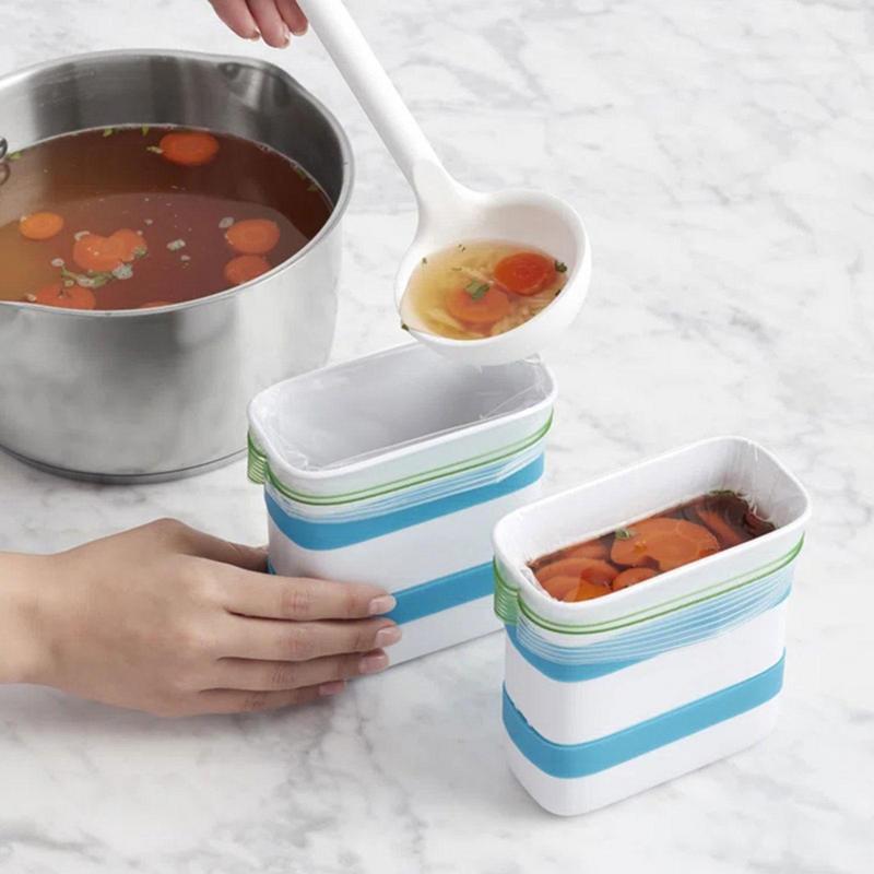 

Freezer Food Block Maker 6 Cup Vertical Up Freezer Food Meal Prepare Bag Food Freezer Container Molds For Soup Broth China Mainland