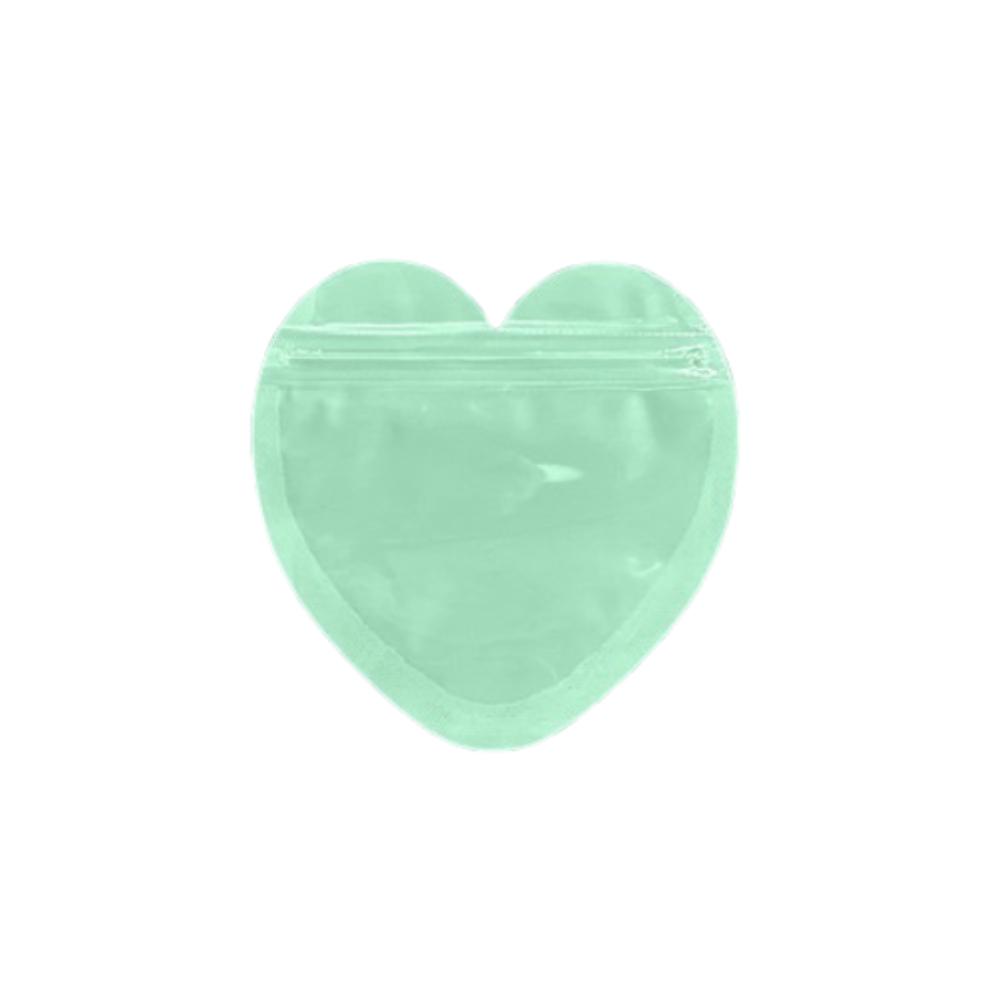 100pcs Transparent Heart Shaped Self Sealing Bag Waterproof Candy Bags  Party Favor зелёный
