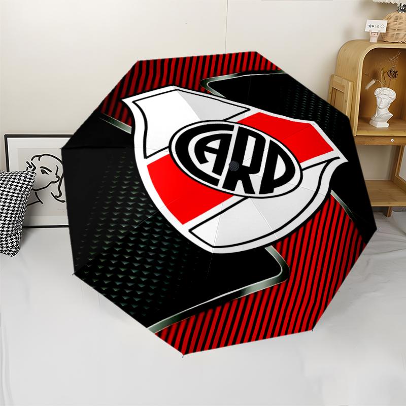 Club Atlético River Plate Print Automatic Umbrella, 8 Rib Iron Frame, Plastic Handle, Suitable for Outdoor Travel &Daily , Ideal Gift