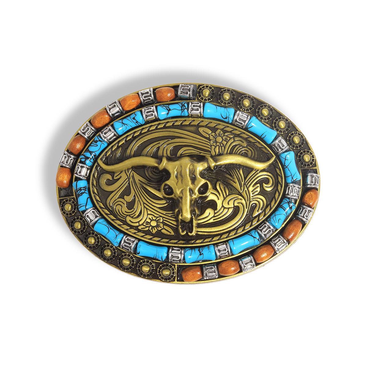 

Новая пряжка для ремня в стиле вестерн-ковбой: Креативный дизайн с тисненым цветком и головой быка