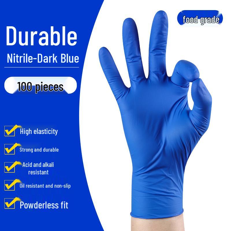 Disposable Food-Grade Nitrile Gloves - Durable, Waterproof, Latex-Free for Kitchen Cleaning and Dishwashing
