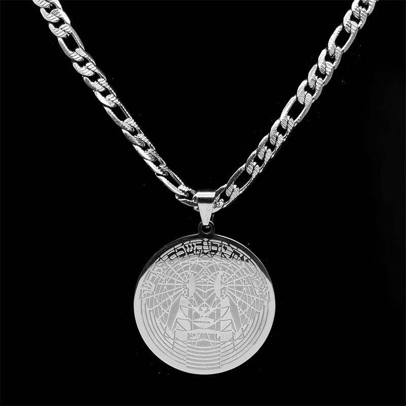 Religious Hebrew Round Medal Pendant Necklace For Women Men Stainless Steel Gold Color Israel Judaica Faith Amulet Jewelry Gift