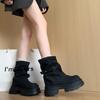 Simple and Versatile Thin Trousers Martin Boots Women's Autumn 2025 New Niche Design Thick-soled Heightening Short Boots