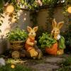 2 Pieces Rabbit Planter Outdoor Garden Ornament Creative for Terrace, Gardeners