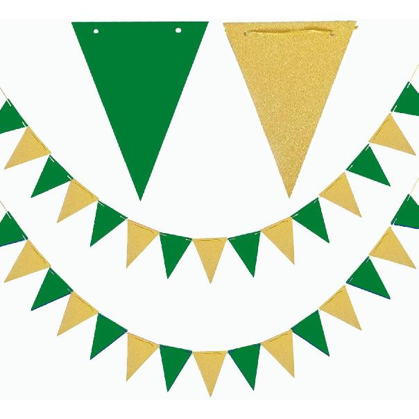 GAKA 20 Feet Double Sided Blue and Orange Paper Triangle Flags Bunting Pennant Banner for Birthday Party, Wedding,Graduation Party Decoration