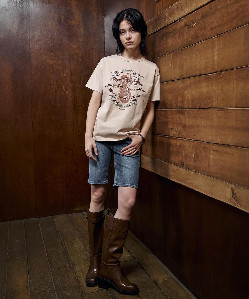 Mc Wood Gun Lydia 3625 Pigment Mermaid Semi-Overfit Cream Short Sleeve Tee