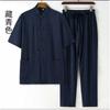 Spring and Summer Men's Cotton and Linen Tang Suit Chinese Style Long-sleeved Suit Ethnic Style Retro Loose