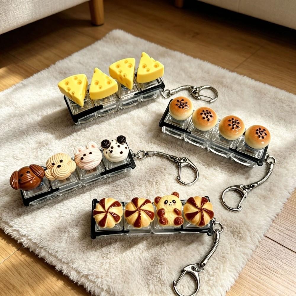 Simulation Food Food Miniature Fidget Keycap Finger Button Fake Food Key Chain  Bag Charm