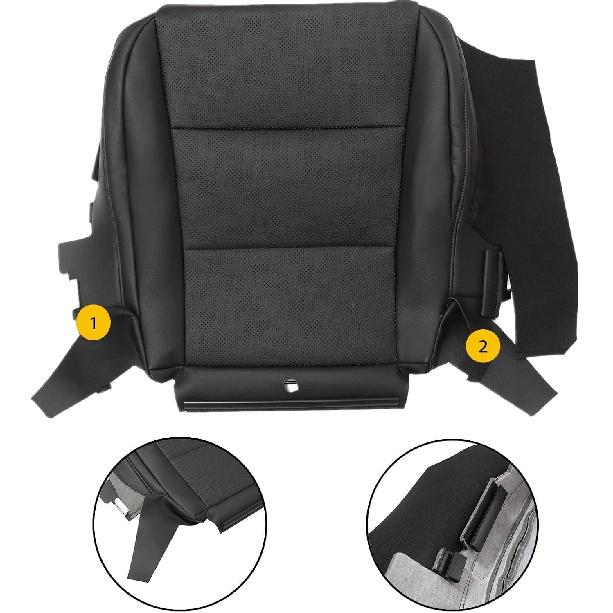 Priprilod Black Perforated Leather Driver Side Bottom Replacement Seat Cover Compatible with Lexus ES350 300h 2013 2014 2015 2016 2017 2018