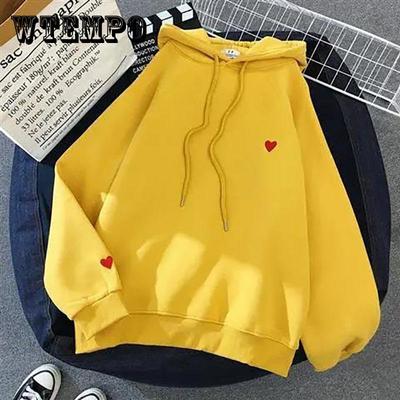 Herbst und Winter Plus Samt gefüttertes Sweatshirt Damen Kapuzenpullover Koreanisch Locker College Bestickte Liebe Kapuzenjacke