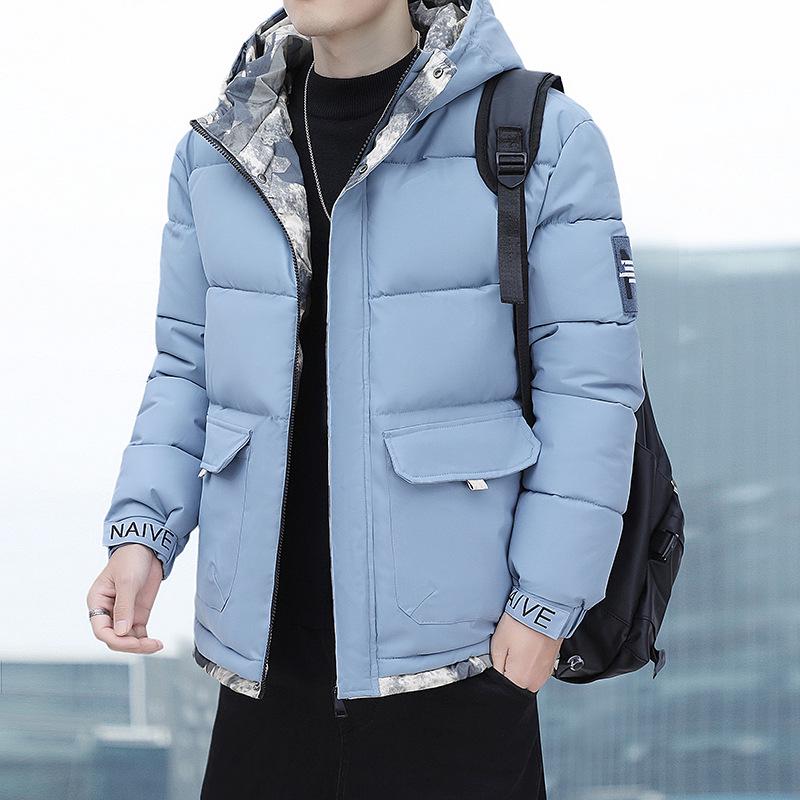 

Men s High-Quality Hooded Winter Jacket - Thickened, Warm, Cotton-Padded, Short-Length Coat for Autumn and Winter Large світло-синій колір
