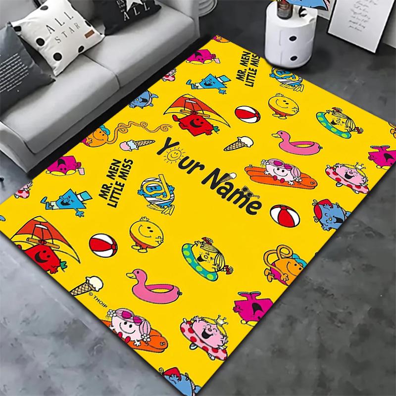 Mr Men Adventure Custom Name Carpet Rug For Living Room Bedroom Home Sofa Decoration Kids Play Nonslip Floor Mat