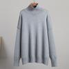 Women's New Autumn  Winter Patchwork Turtleneck Sweater Casual Oversized Thick Knit Pullover Sweatshirts for Women