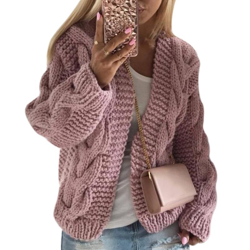 New Autumn And Winter Sweaters For Women Thickened Twist Knitted Cardigan Sweaters For Women