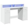 VidaXL Desk with LED Lights White 140x55x91 Cm Engineered Wood, Work Desk, Study Desk, Home Office Desk, 3309420