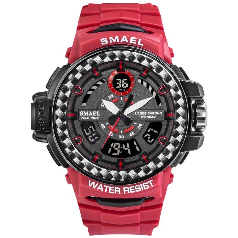 

SMAEL мужские часы Элитный бренд Smael цифровые наручные часы мужские часы армейский зеленый водостойкий двойное время 8014 спортивные часы в стиле милитари NO Package красный