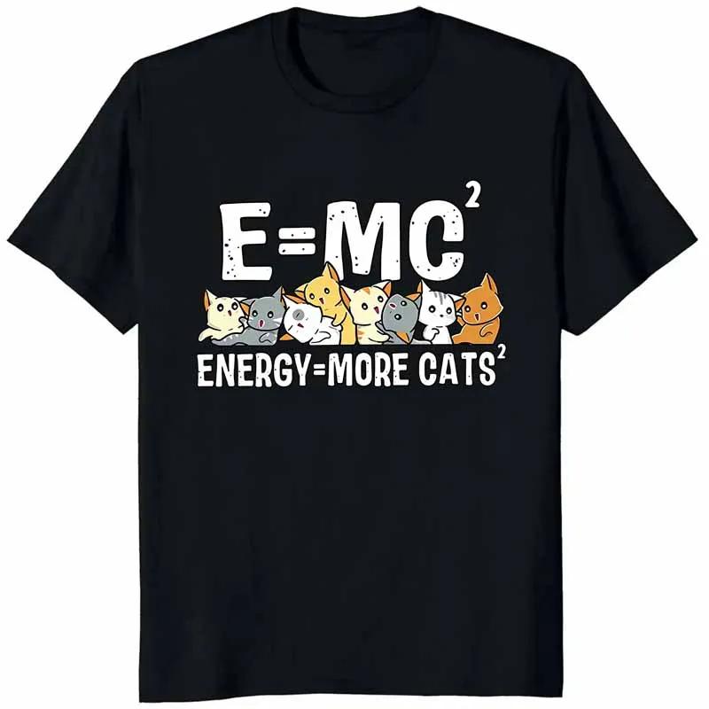Energy More Cat Print Tshirt Unisexs Clothing Summer Funny Fashion Casual Streetwear Tops Crew Neck Short Sleeve Cotton Tshirts
