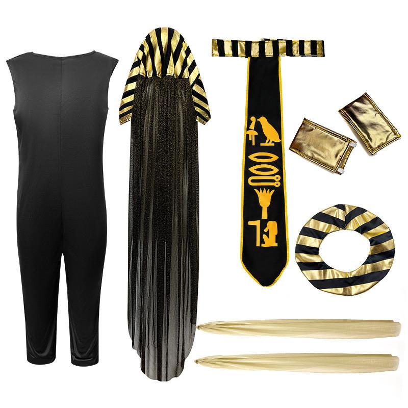 Egyptian Pharaoh Cleopatra Cosplay Costume With Polyester Fabric For Adults Male,L