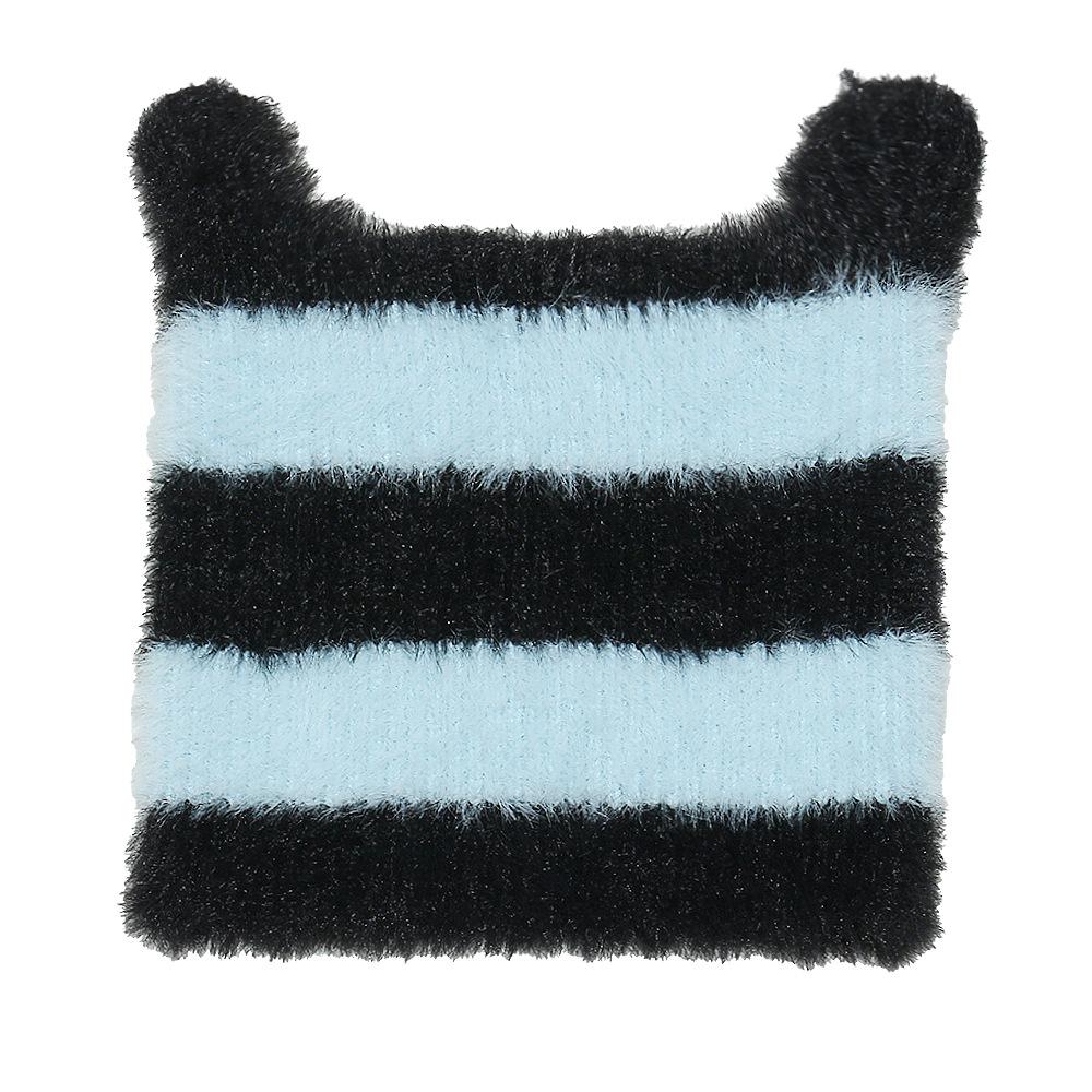 Korean Niche Fluffy Cat Ears Pointy Hat Cute Y2K Pullover Hat Plush Knitted Hat Children Winter