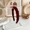 Vintage Red Womens Headband Woolen Velvet Hair Band Headwear Girl Wide Side Sponge Hair Hoop Christmas New Year Hair Accessories