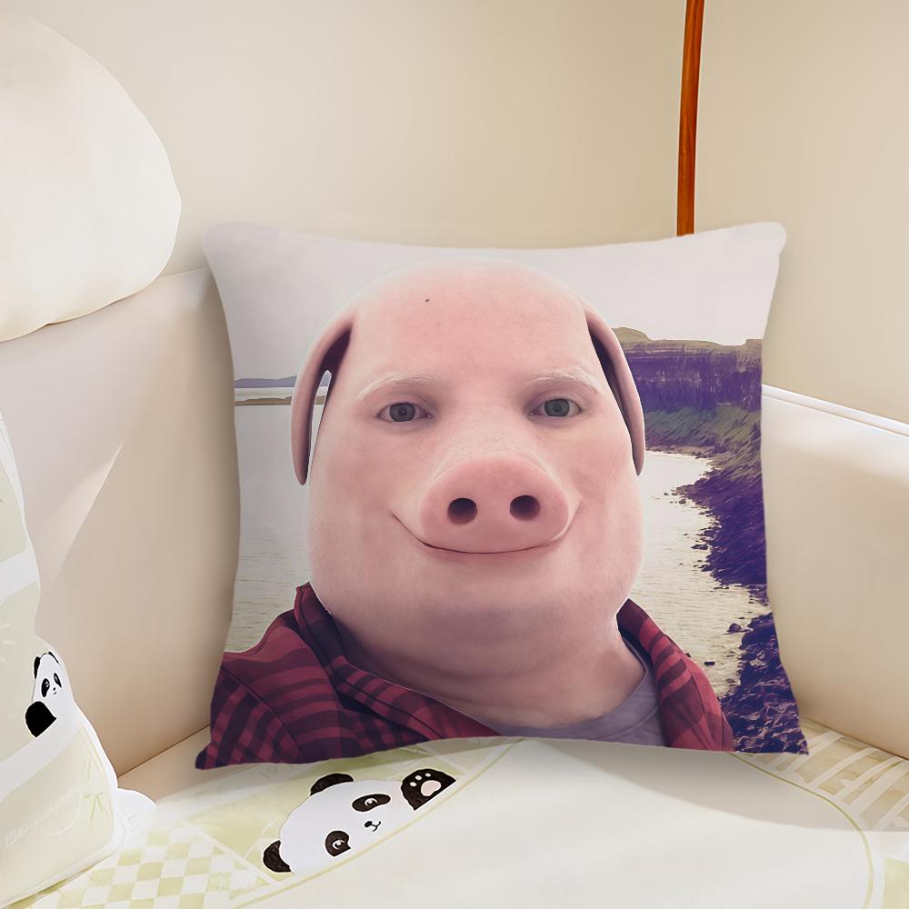 John Pork Smiling Throw cushion cover Plush Fabric Soft Double Sided Print Sofa Cushion Cover Throw Pillow Covers 30x30cm